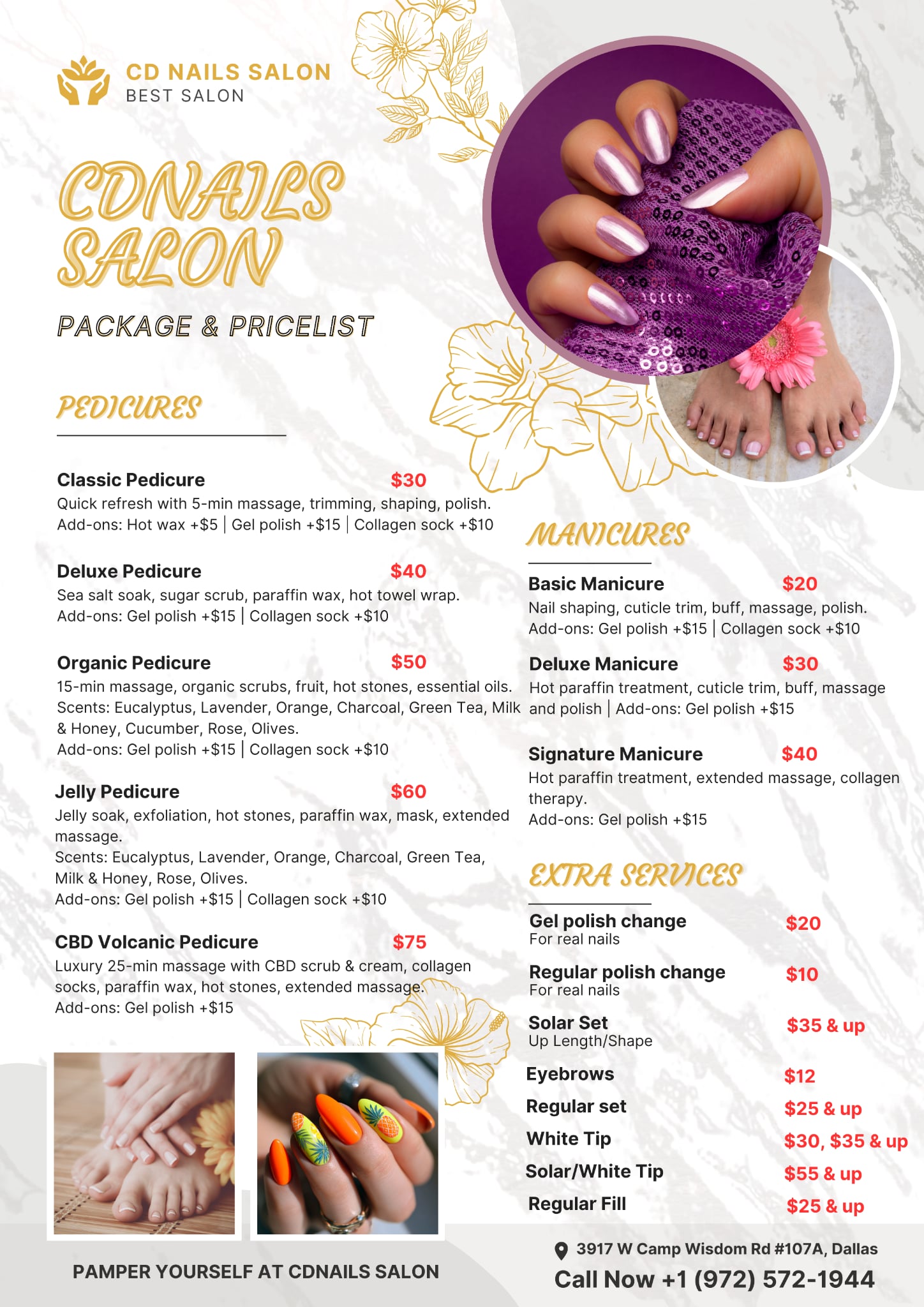 CD Nails salon service Menu